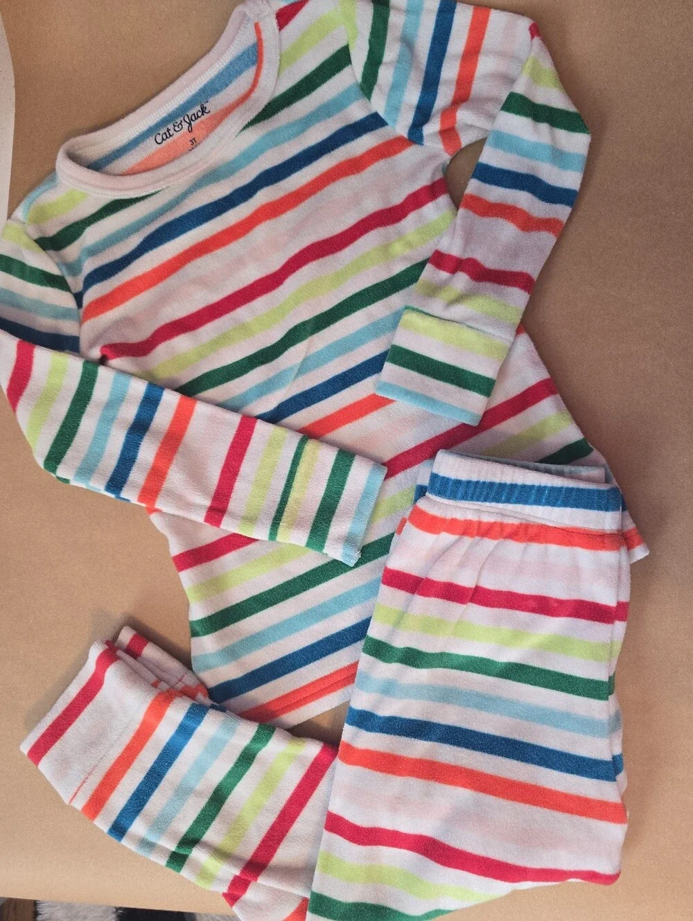 Striped Multi-Color Kids Pajama Set 3T